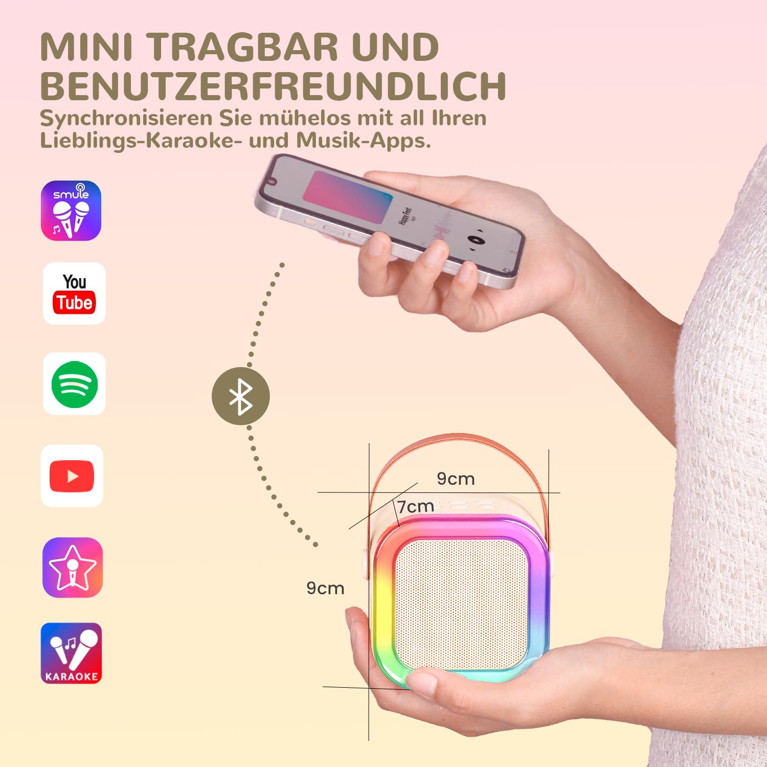 Kinder Karaoke Maschine mit Karaoke mikrofon Kinder: Wowstar Kinder Karaoke mit Mikrofon - Mini Karaoke Maschine - Tragbare Karaoke Set Box - GeburtstagsGeschenk für Mädchen, Jungen - Kinder Spielzeug