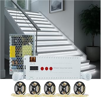 Motion Triggered LED Stair Lights Indoor, 40" Cuttable Motion Sensor COB LED Strip Light Kit with 9 Modes Ideal for Indoor Step LightsCool White 6000K, 20 Stairs