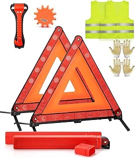 RUNTOO MU Safety Triangle Warning and Reflective Safety Vest, Glove for Vehicles, Car Use Roadside Breakdowns (8)