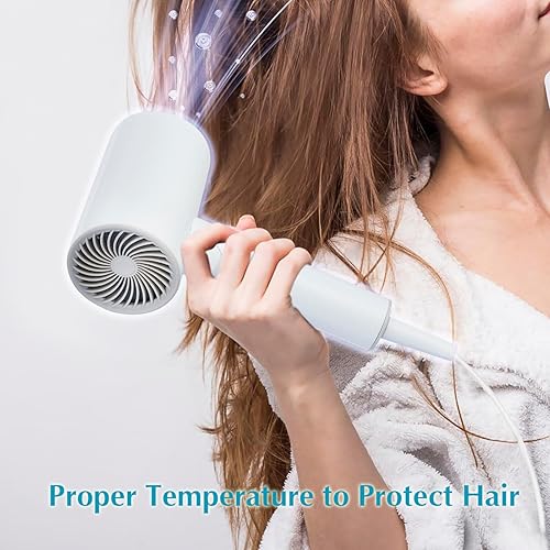 Miniatura 5 de Secador de pelo, 1600 W, pequeño secador de pelo plegable, secador de pelo de viaje de secado rápido, color blanco