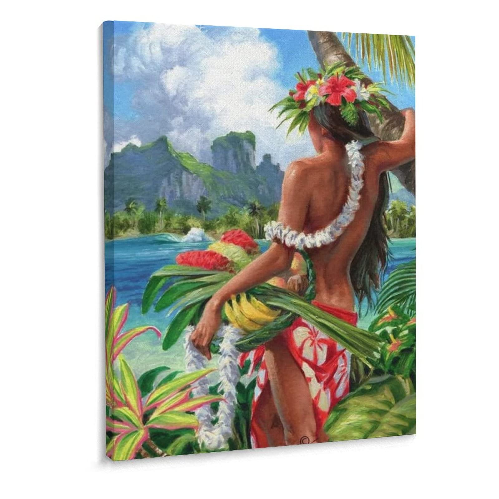 Room Aesthetics Poster Hula Girl Poster Tropical Beach Wall Art