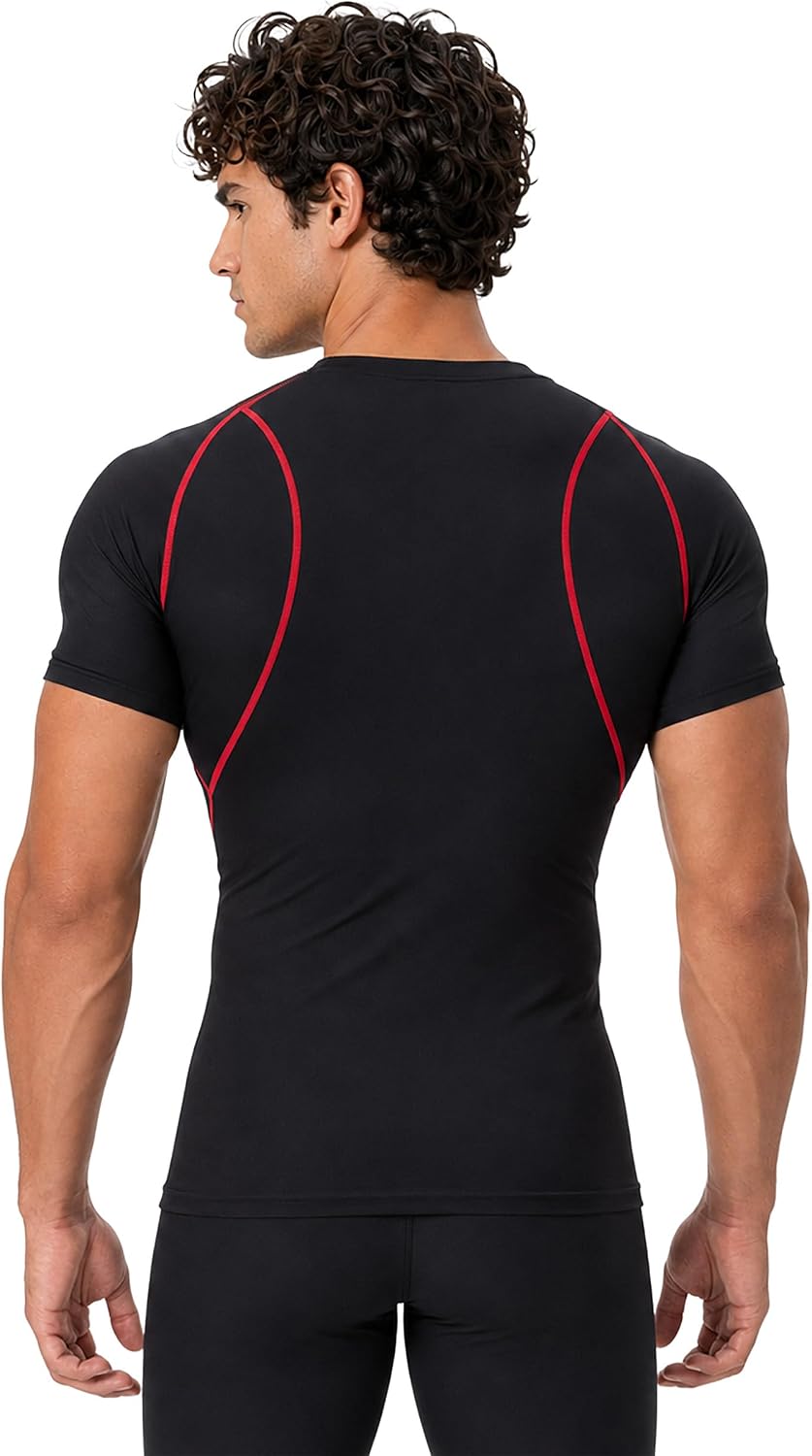 DEVOPS 3 Pack Men's Cool Dry Compression Baselayer Short Sleeve Shirts Top image 3