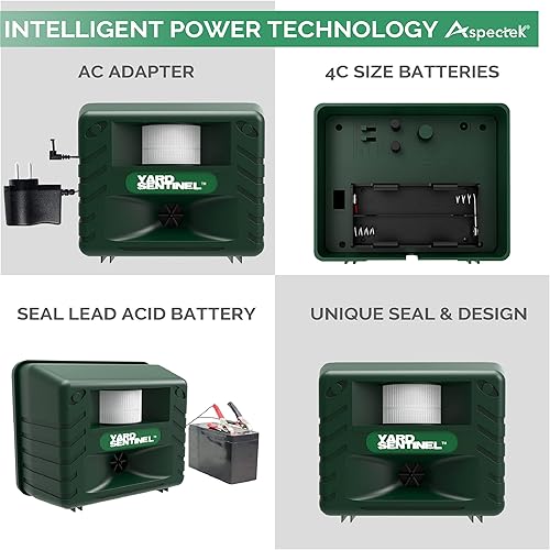 Miniatura 3 de Aspectek Yard Sentinel control ultrasónico para ahuyentar animales en el exterior incluye adaptador AC y cable de extensión 2unidades