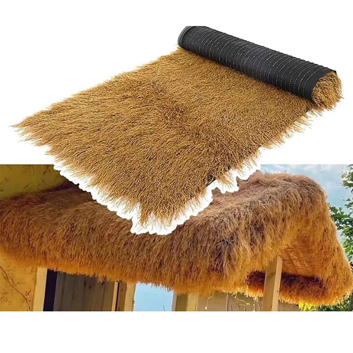Paille artificielle Tiki : habillage de bar et abri de chasse durable