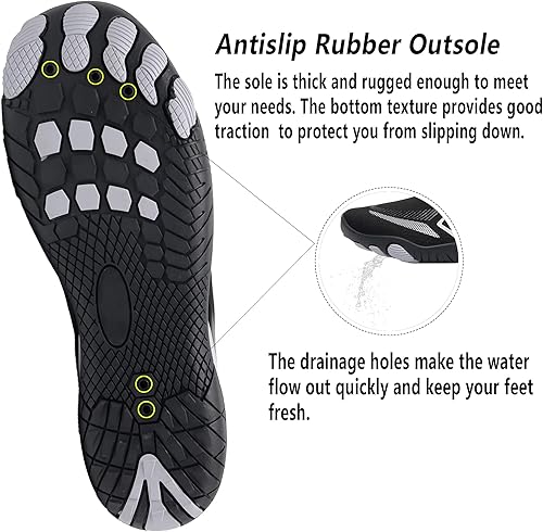 Miniatura 4 de Zapatos de agua para hombres y mujeres, de secado rápido, sin cordones, zapatos de playa, para caminar, navegar, pesca, buceo, surf, yoga