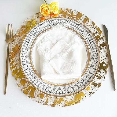 Miniatura 6 de Juego de 12 manteles individuales desechables dorados de papel metálico de 13 pulgadas, manteles individuales redondos de malla prensada de lámina