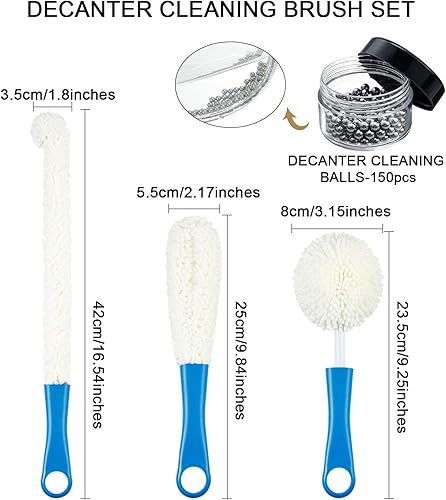 Miniatura 9 de Boao Juego de 3 cepillos de limpieza para decantadores, cepillo limpiador de copas de vino, juego de cepillos de limpieza de botellas flexibles con