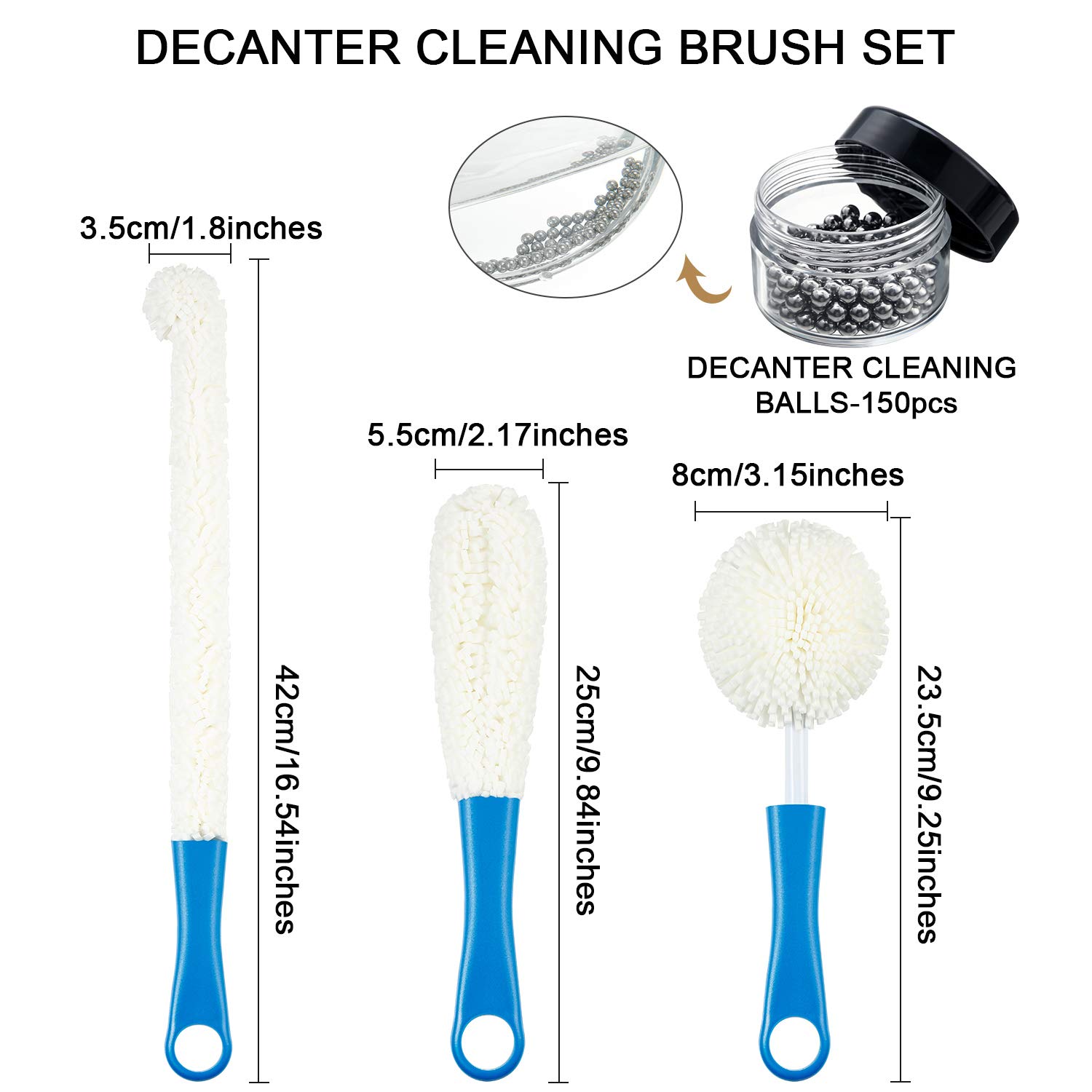 Kit Nettoyage Carafe à Vin - 3 Brosses + 300 Billes - KLYNGTSK