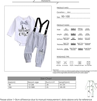 Completo 1° Compleanno Baby Boy - Pagliaccetto Con Papillon E Bretelle - Foto 8