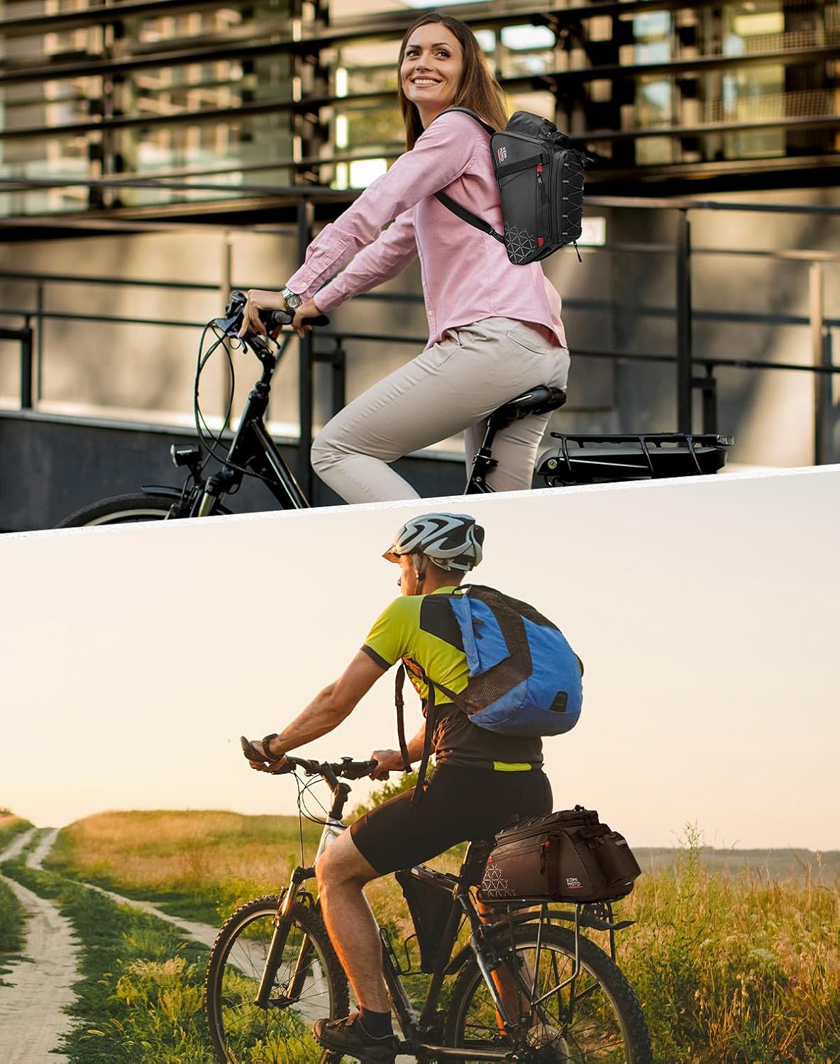 KEMIMOTO Bike Bag PVC Bicycles Rear Rack 15L Bicycles Trunk Pannier with Waterproof Cover and Water Cup Bag for Commuter Travel Outdoor - Image 7