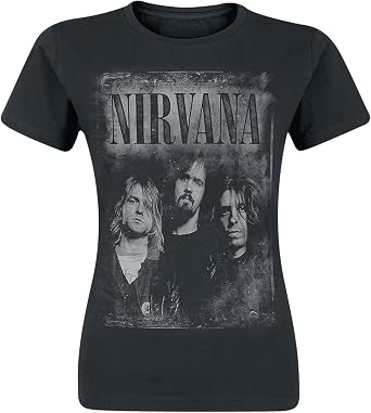 Nirvana T Shirt Faded Faces Band Logo Official Womens Junior Fit Black Size M