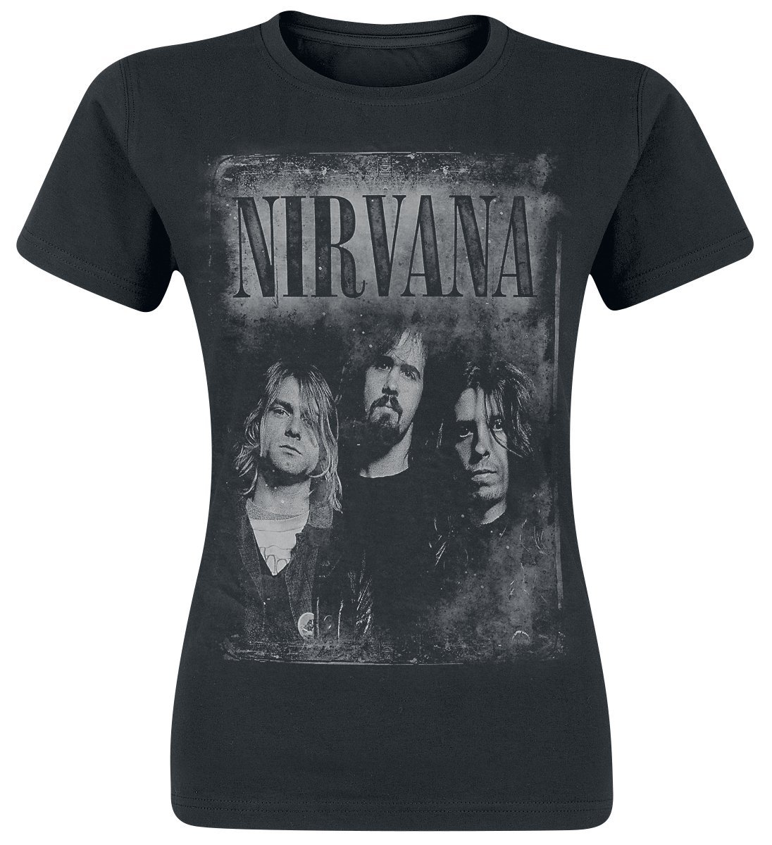 Nirvana Faded Faces Frauen T-Shirt schwarz Band-Merch, Bands