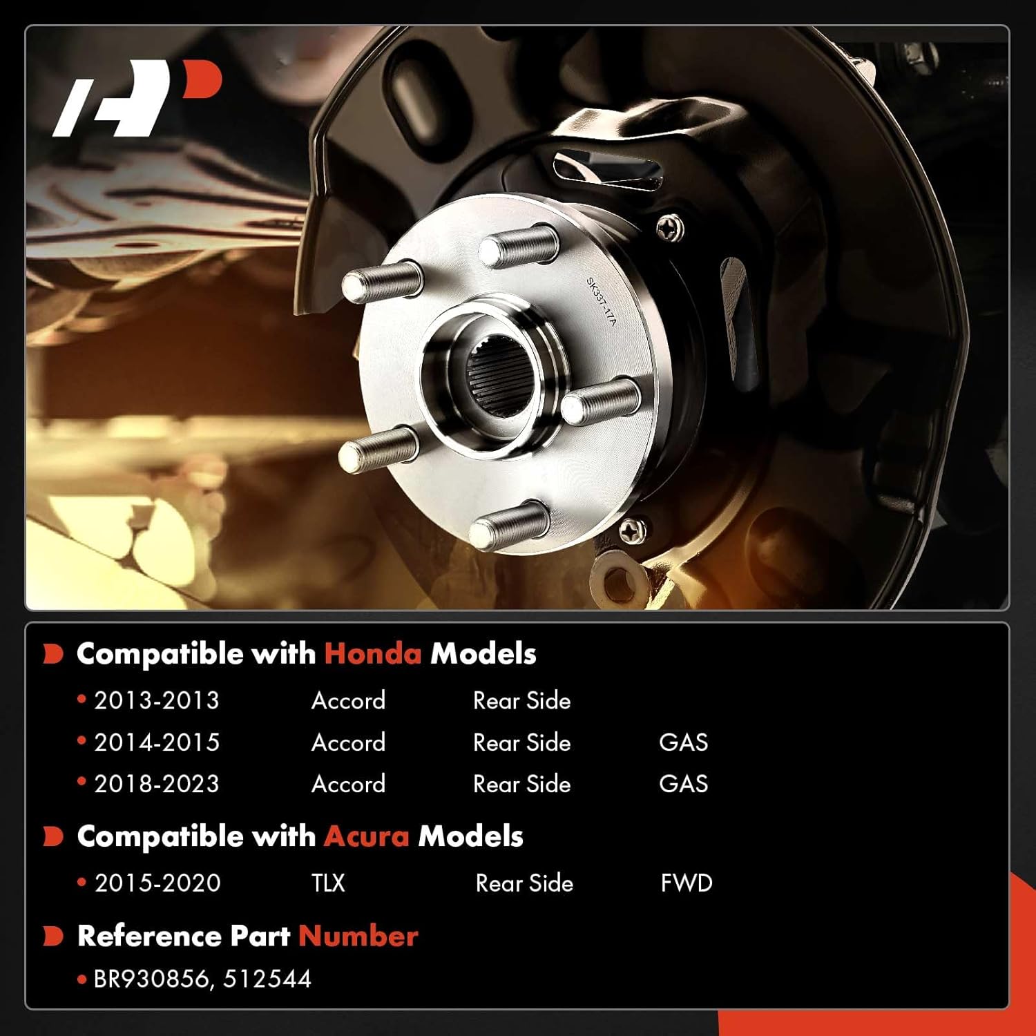 A-Premium Rear Wheel Bearing and Hub Assembly with 5-Lug Compatible with Honda Accord 2013-2015 & 2018-2023, Acura TLX 2015-2020 - Image 2