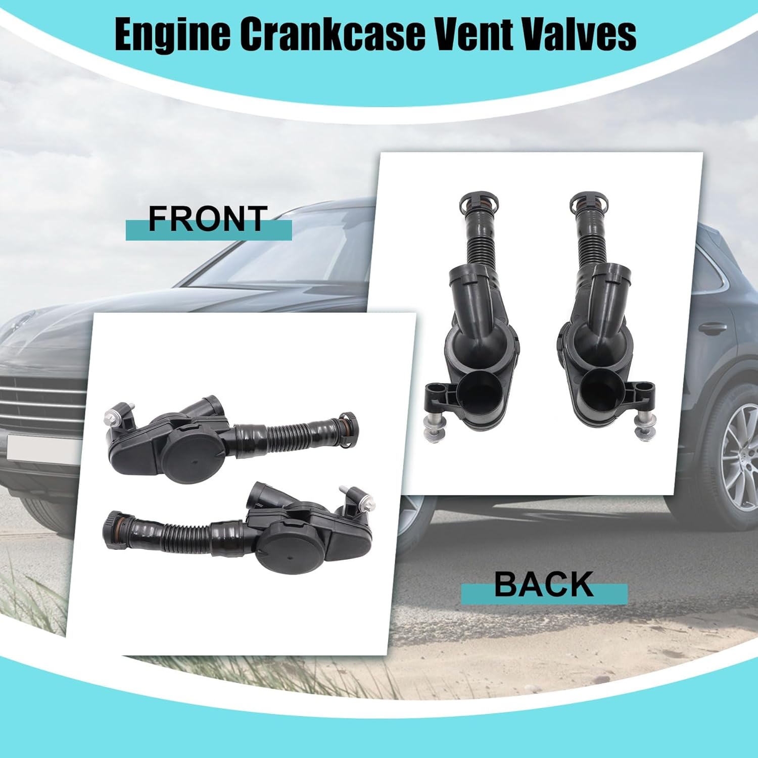 XQSMWF 2PCS Left and Right Engine Crankcase Vent Valves Compatible with Porsche Cayenne Macan Panamera 2013-2018# 94610723077 94610722977