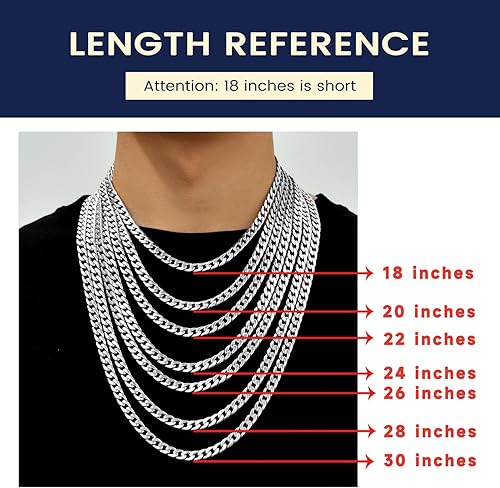 Miniatura 6 de Suplight Cuban Link Curb Chain Necklace for Men Women, Silver ToneBlack18K Gold Plated Chains for Men, Mens Necklace Chains Stainless Steel HipHop