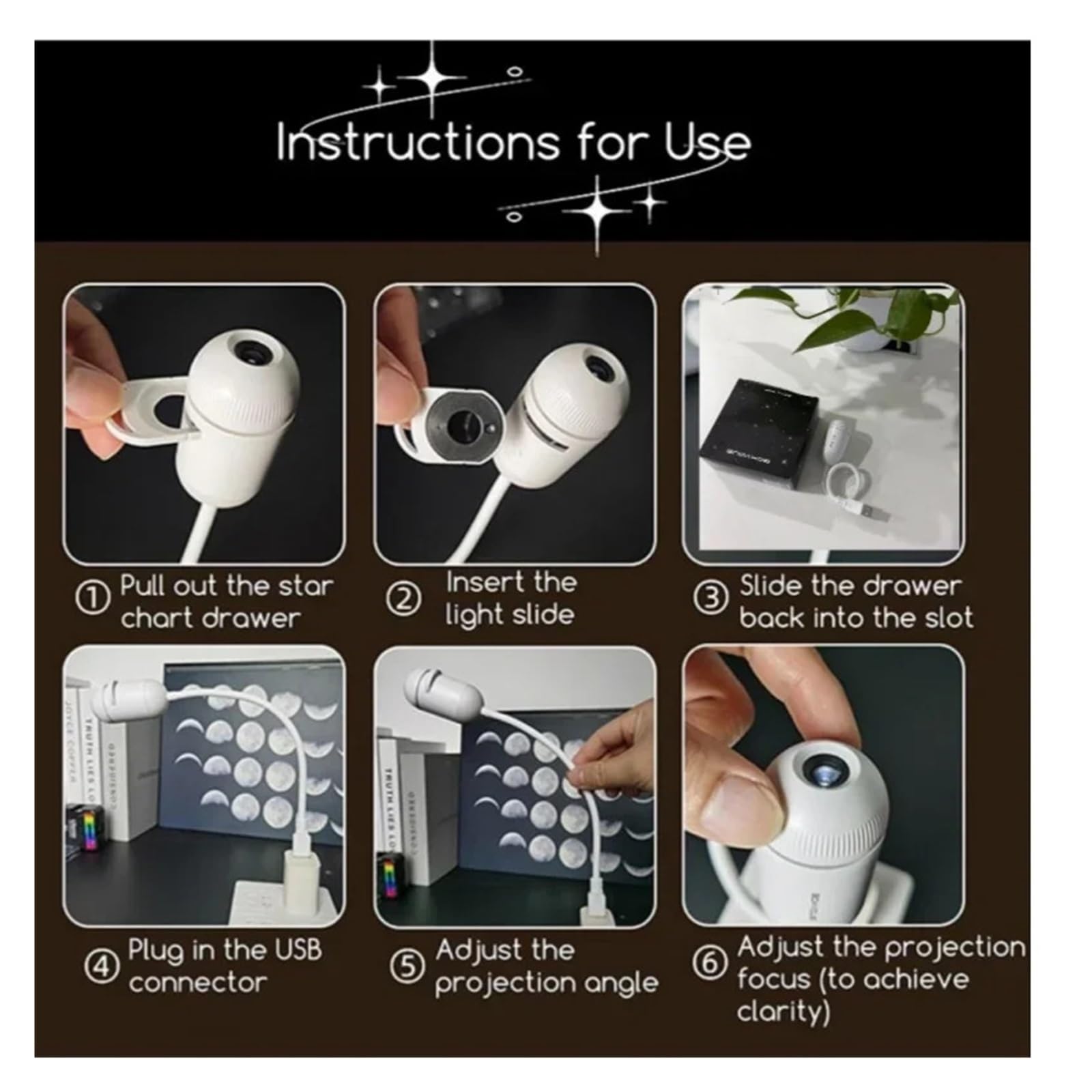 Proiettore Galaxy Dimmerabile 2 In 1, Compatibile Con Universal, Home | Mini luce notturna a LED dimmerabile con cielo stellato con controllo touch(With 5Pcs B Set)