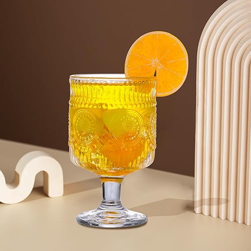 Miniatura 7 de Juego de 6 copas románticas de copa de vino vintage, juego de copas de cóctel, copas de copas, copas vintage para vino, refrescos, jugos, copas de