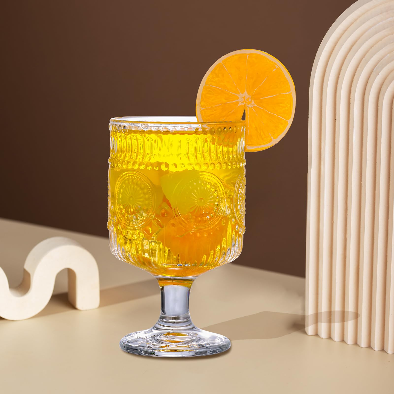 Romantic Vintage Wine Goblet Glasses Set of 6,Cocktail Glass Set Hobnail Goblet Vintage Drinking Glasses for Wine Soda Juice Glass Wine Cups for Bars Restaurants Parties and Elegant Dinners 8 oz