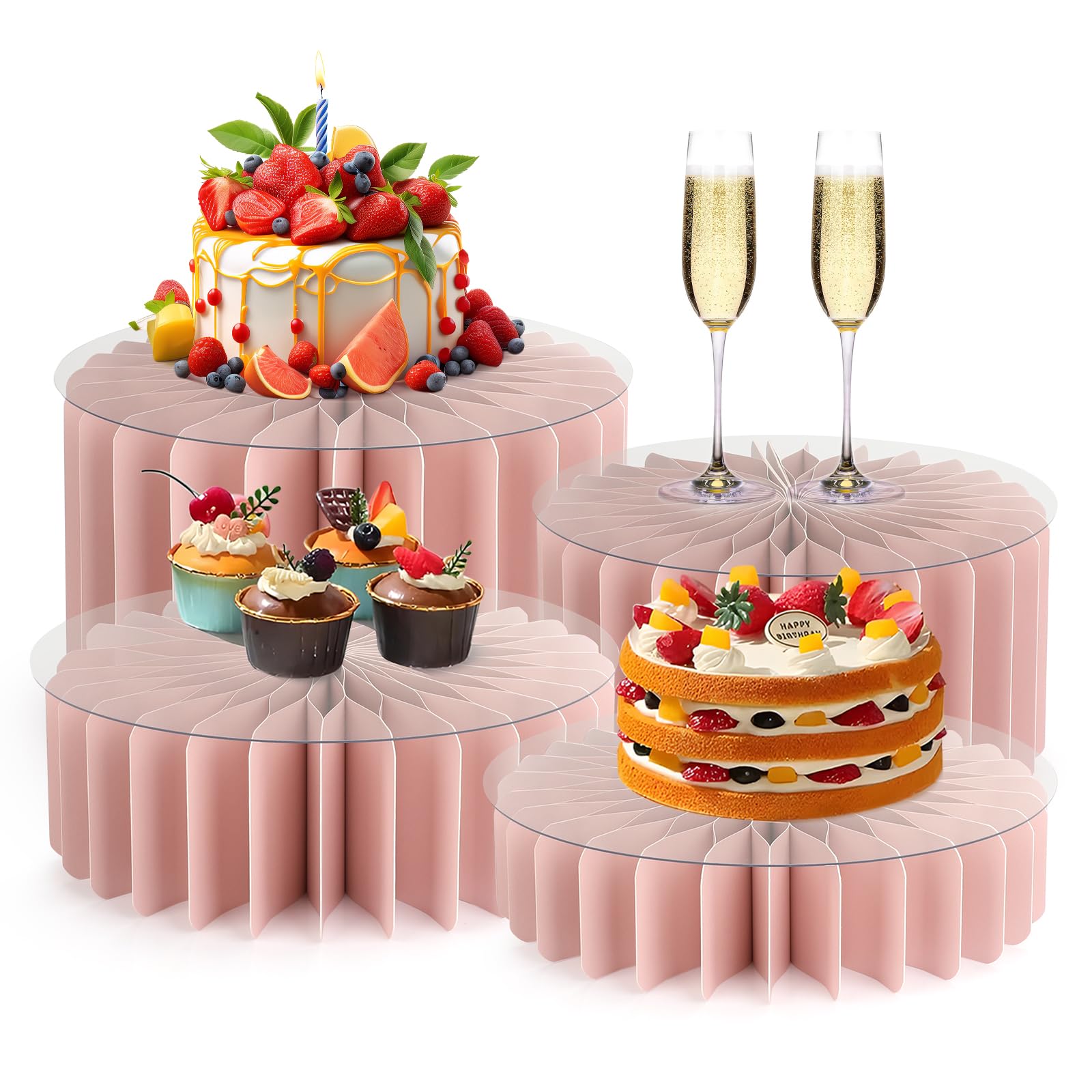 Buffet Risers Food Risers for Buffet Table Acrylic Risers Display Stands Tall Cake Stands Cylinder Stands for Party Pedestal Cake Stand Dessert Table