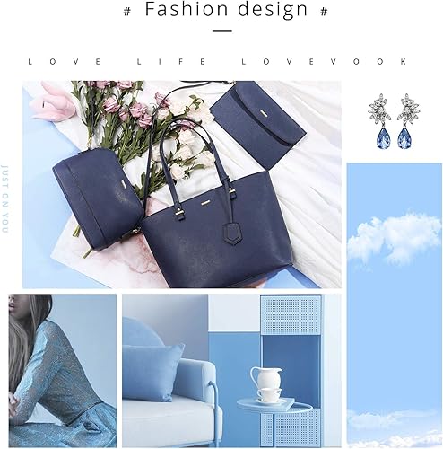 Miniatura 6 de Bolsas para mujer bolsa grande tipo tote bolsa para llevar del hombro y bolsa de mano 3 piezas