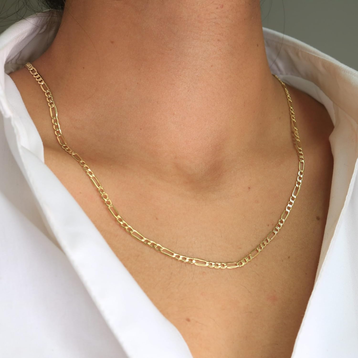 Nuragold 14k Real Yellow Gold Figaro Link 2.5mm Chain Necklace (16"-26") Italian Jewelry for Men & Women - Image 5