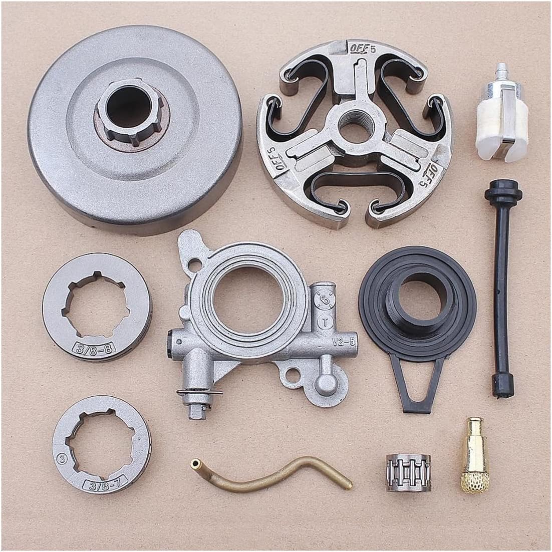 Patio, Lawn & Garden 3/8" Clutch Drum Sprocket Oil Pump Worm Gear Kit for 362 365 371 372 XP Chainsaw 503 93 24 71, 503 75 61 02, 503744401 Outdoor Powertool Parts & Accessories