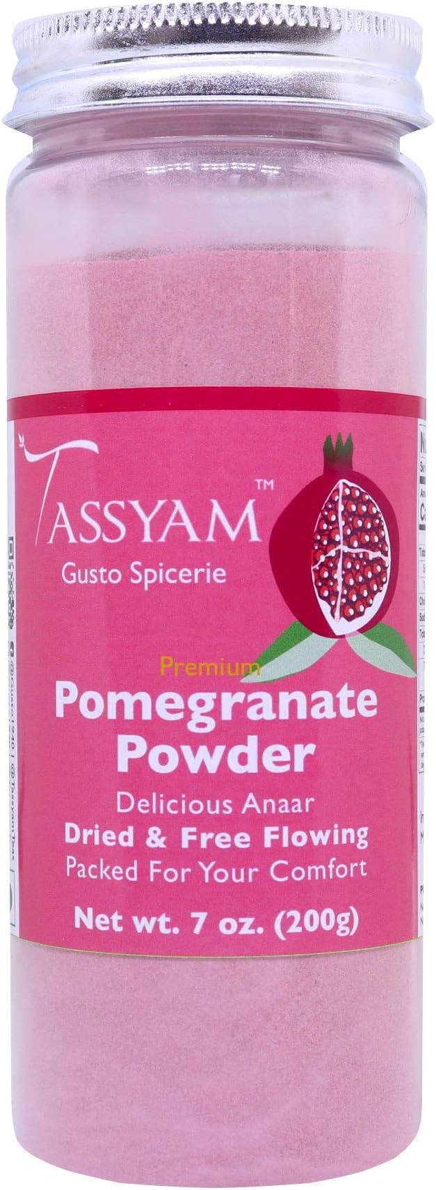 Tassyam Pomegranate Juice Powder 200g Bottle | Vegan & Natural Anaar