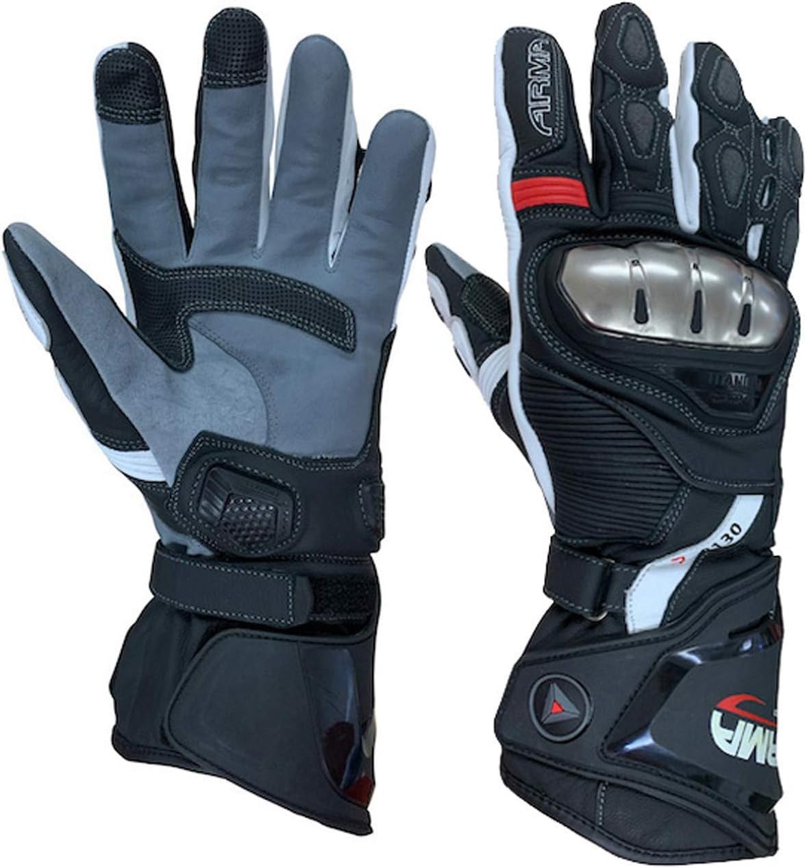 ARMR Moto S8130 Motorcycle Motorbike Gloves Black/White Medium
