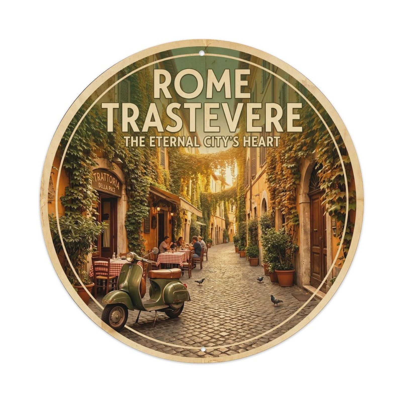 Trastevere Rome Italy Landmark Travel Retro Metal Tin Sign