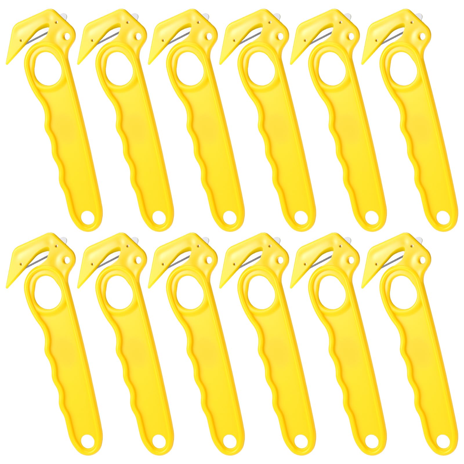 12 Pcs Safety Box Cutter Metal Detectable Blade Steel, Yellow