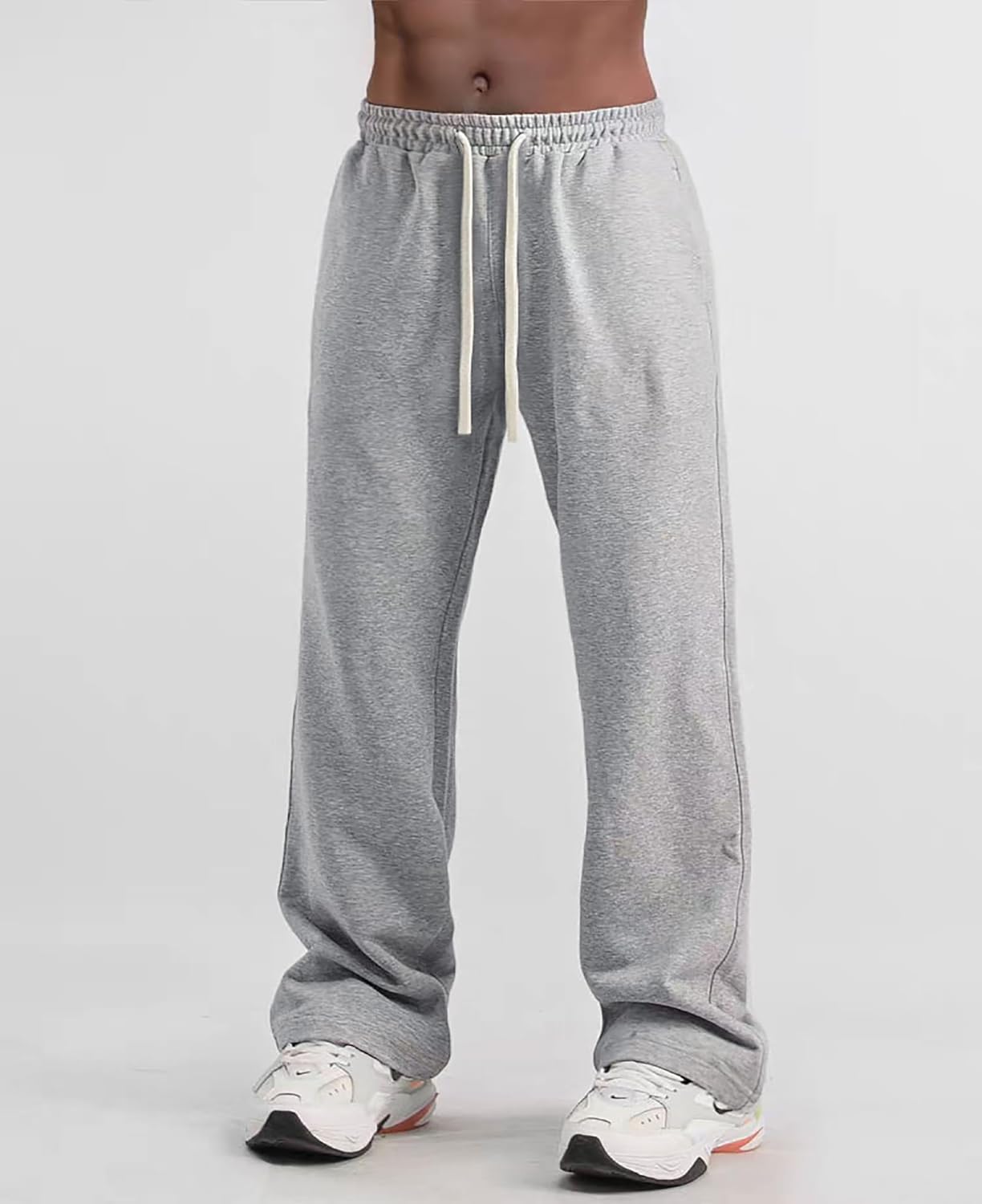 Men's Baggy Sweatpants Straight Leg Pants Loose Fit Wide Leg Pants Comfy Lounge Slacks - Image 5