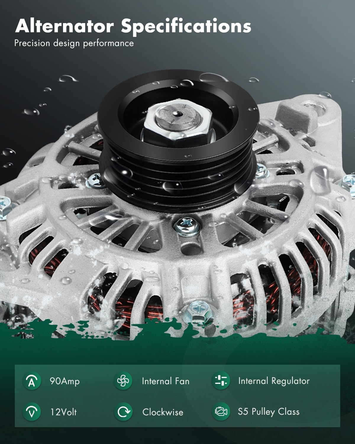 SCITOO Alternator Fits for Mitsubishi for Eclipse 2000-2005,for Mitsubishi for Galant 1999,for Mitsubishi for Mirage 2000-2002- 12V 90Amp CW S5 Pulley Class, Replace OE 13840 13840N