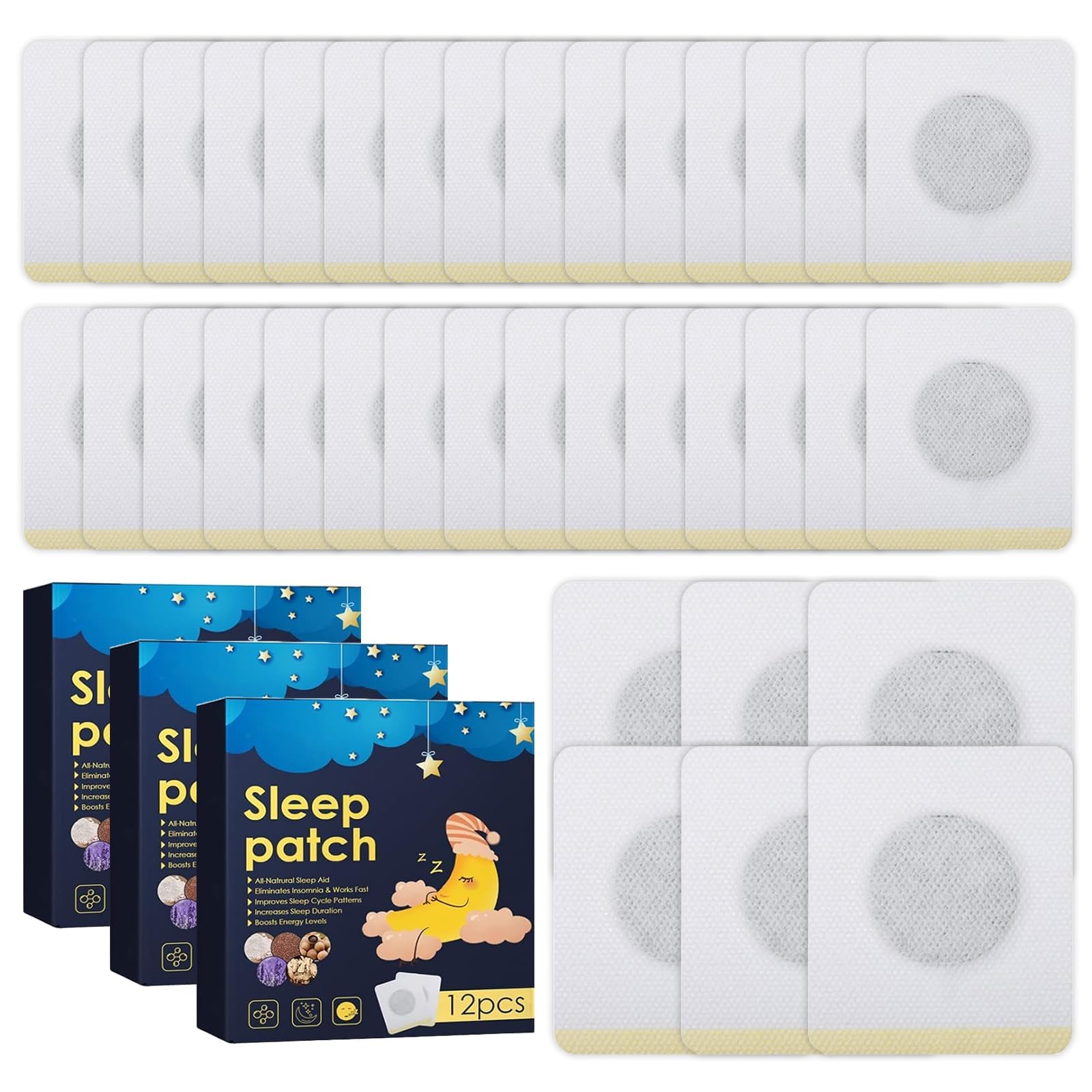 Sleep Patches, 36 PCS Natural Sleep Aid for Adults & Kids, Sleep Promoting Stickers to Improve Sleep Quality