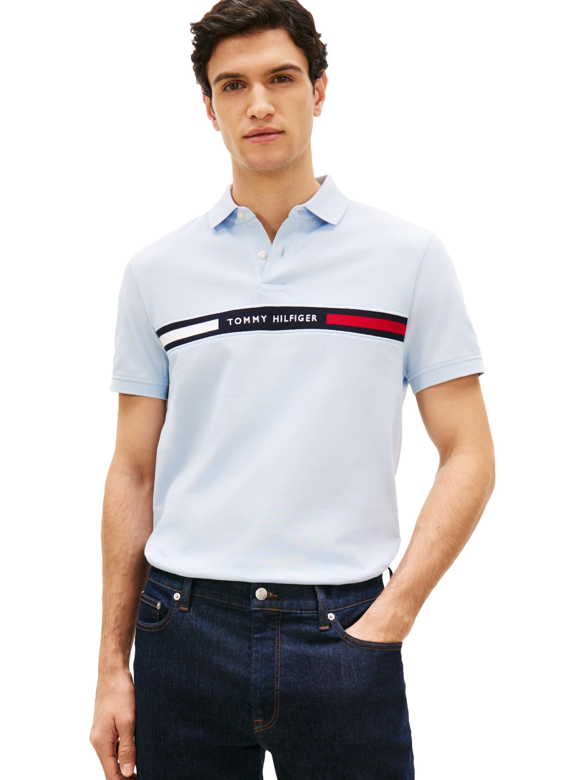 Men's Short Sleeve Casual Polo Shirts in Regular Fit with Chest Logo Designs
