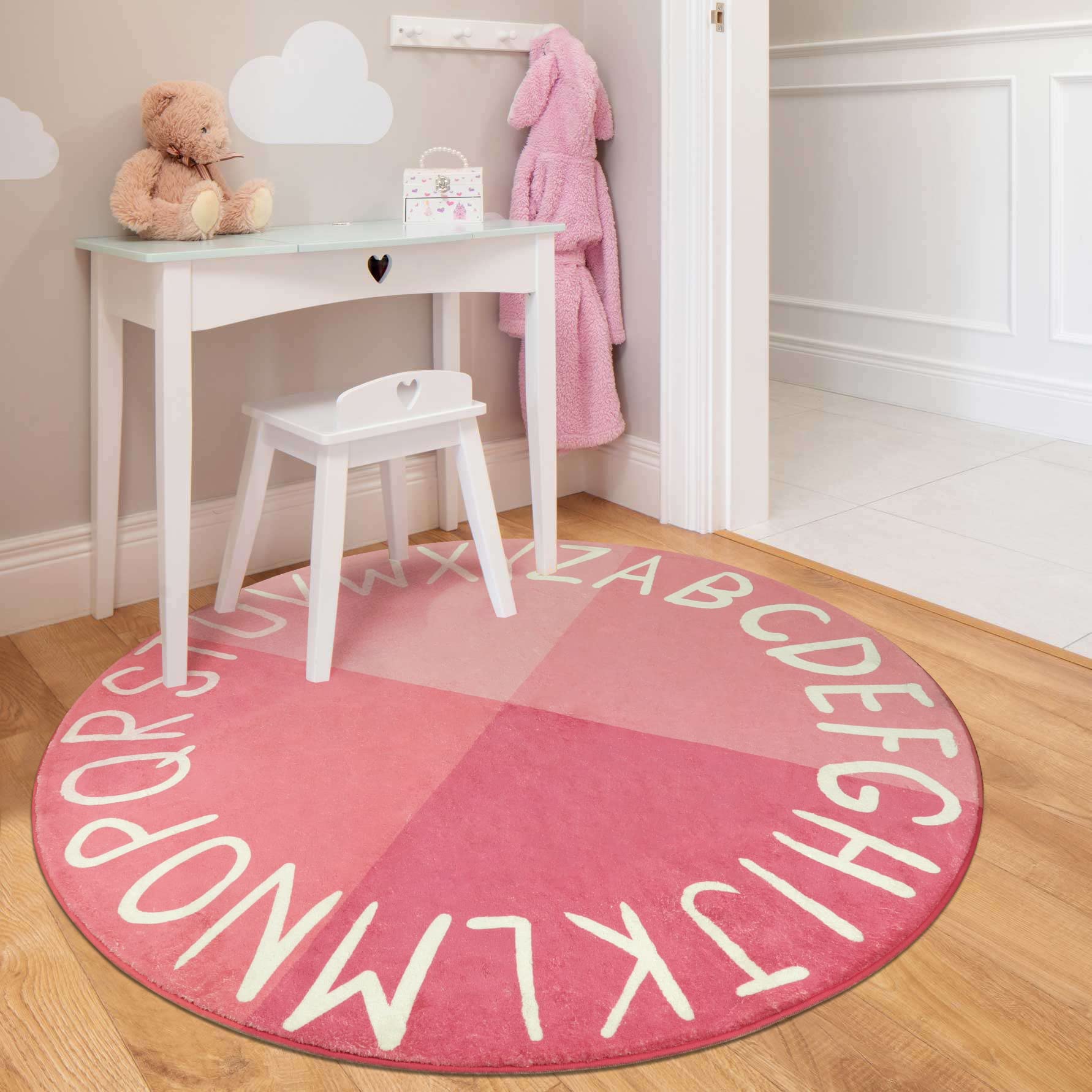 Livebox Ft Pink Abc Round Rug Alphabet Kids Room Desertcart Cyprus