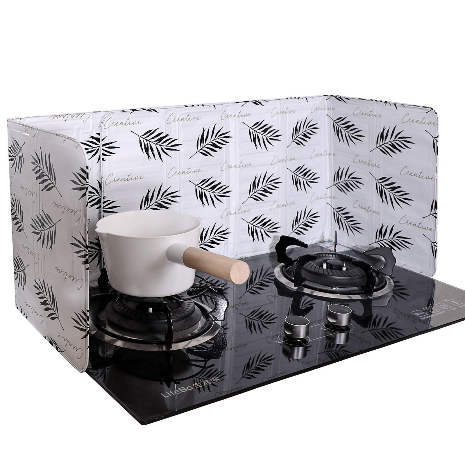 seeway 2 Pieces Anti Splatter Shield Guard Oil Splatter Screen Board Aluminum Foil Oil Block Oil Barrier for Kitchen Restaurant Use (white)