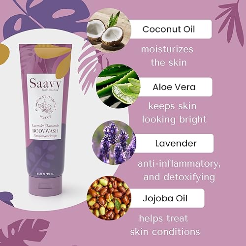 Miniatura 5 de Saavy Naturals Gel de baño de manzanilla lavanda 85 onzas gel de baño corporal para mujeres y hombres paquete de 2