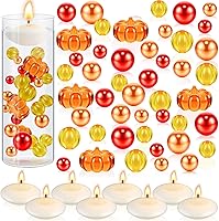 Vista 1 de MTLEE 2124 piezas de relleno de jarrón de Acción de Gracias de perlas sintéticas para relleno de jarrón con 8 velas blancas sin perfume, 2000