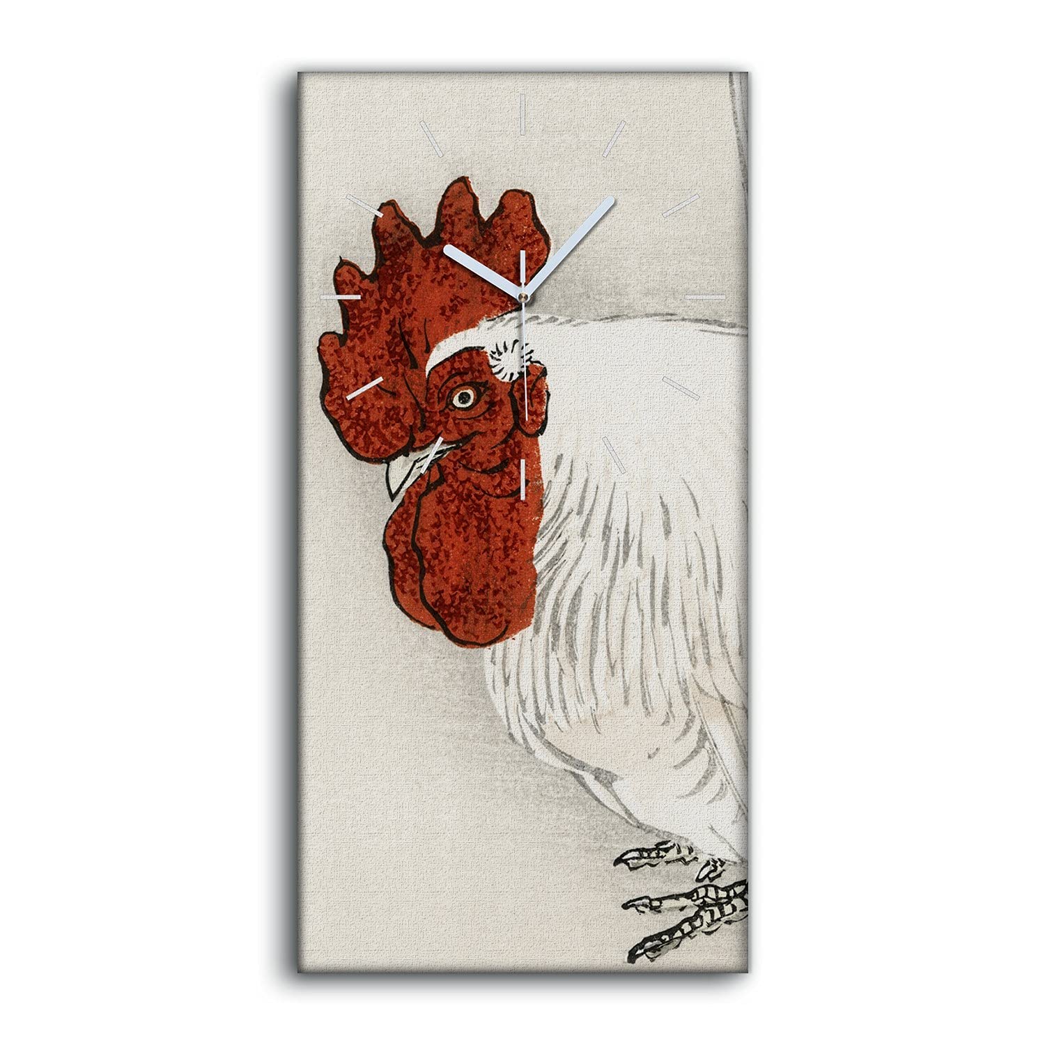 Horloge sur Toile Oiseau Asiatique 30x60cm Image Art Mural Salon Silencieux