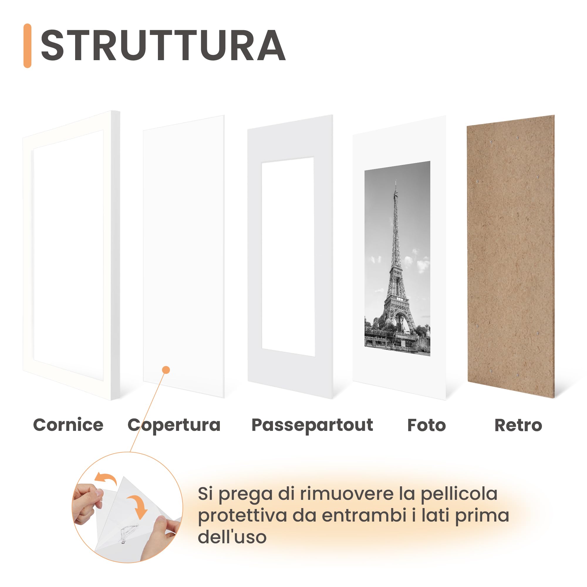 upsimples Cornice 30x40, Confezione da 3 Cornici portafoto Bianco, Formato 40x30 cm, Con Supporto Orientamento Orizzontale o Verticale, Cornici per Ppuzzle, Parete, Poster, Diploma Universitario