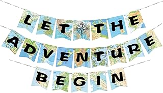 WERNNSAI Bon Voyage Party Decorations - World Map Pennant Let The Adventure Begin Bunting Banner for Retirement Graduation Travel Themed Party Co-worker Moving Away Baby Shower Birthday Party Supplies