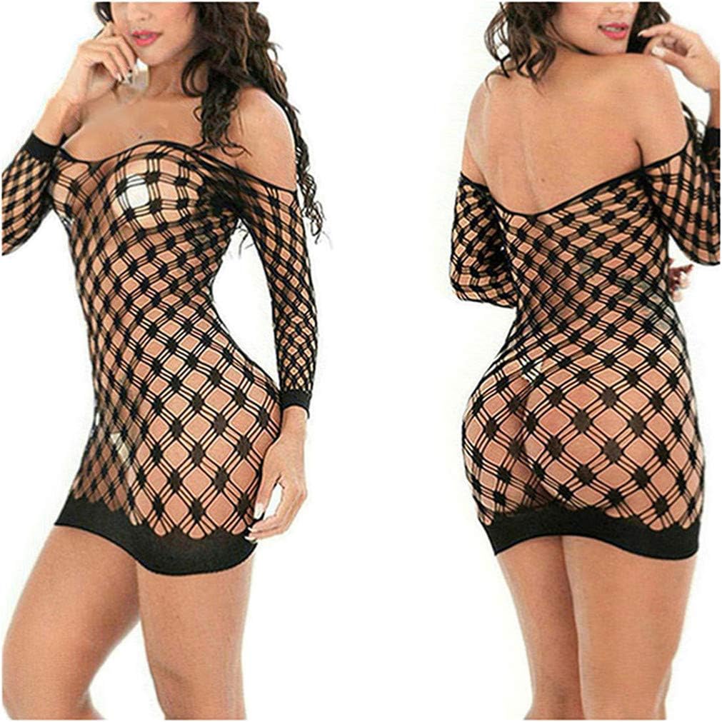 GDMe Womens Mini Dresses Sexy Seamless Cut Out Nightwear Lingerie for Sex,Bodystocking Bodysuit Tights Lingerie for Women Sex