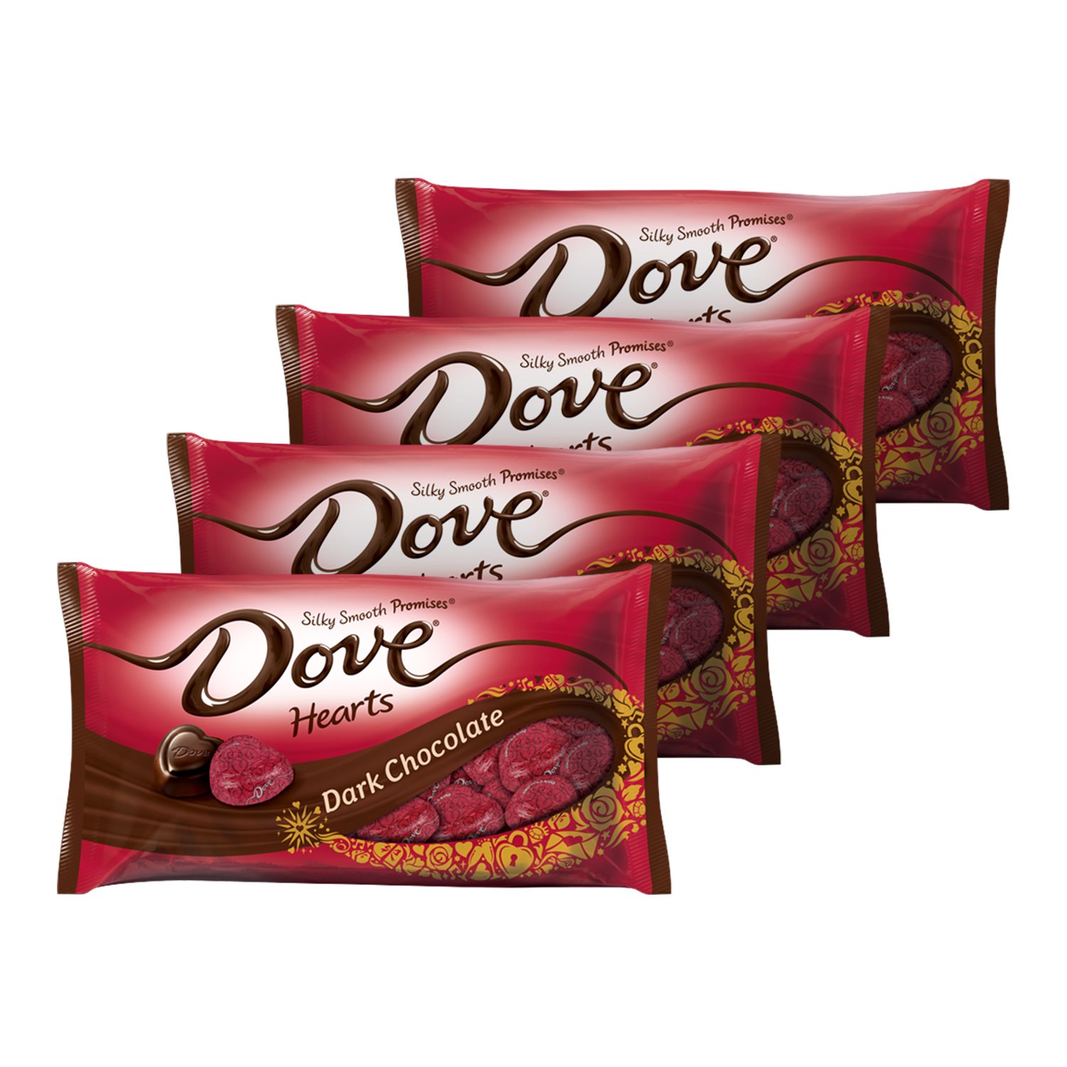 Dove Promises Valentine Dark Chocolate Candy Hearts 8.87-Ounce Bag (Pack of 4)