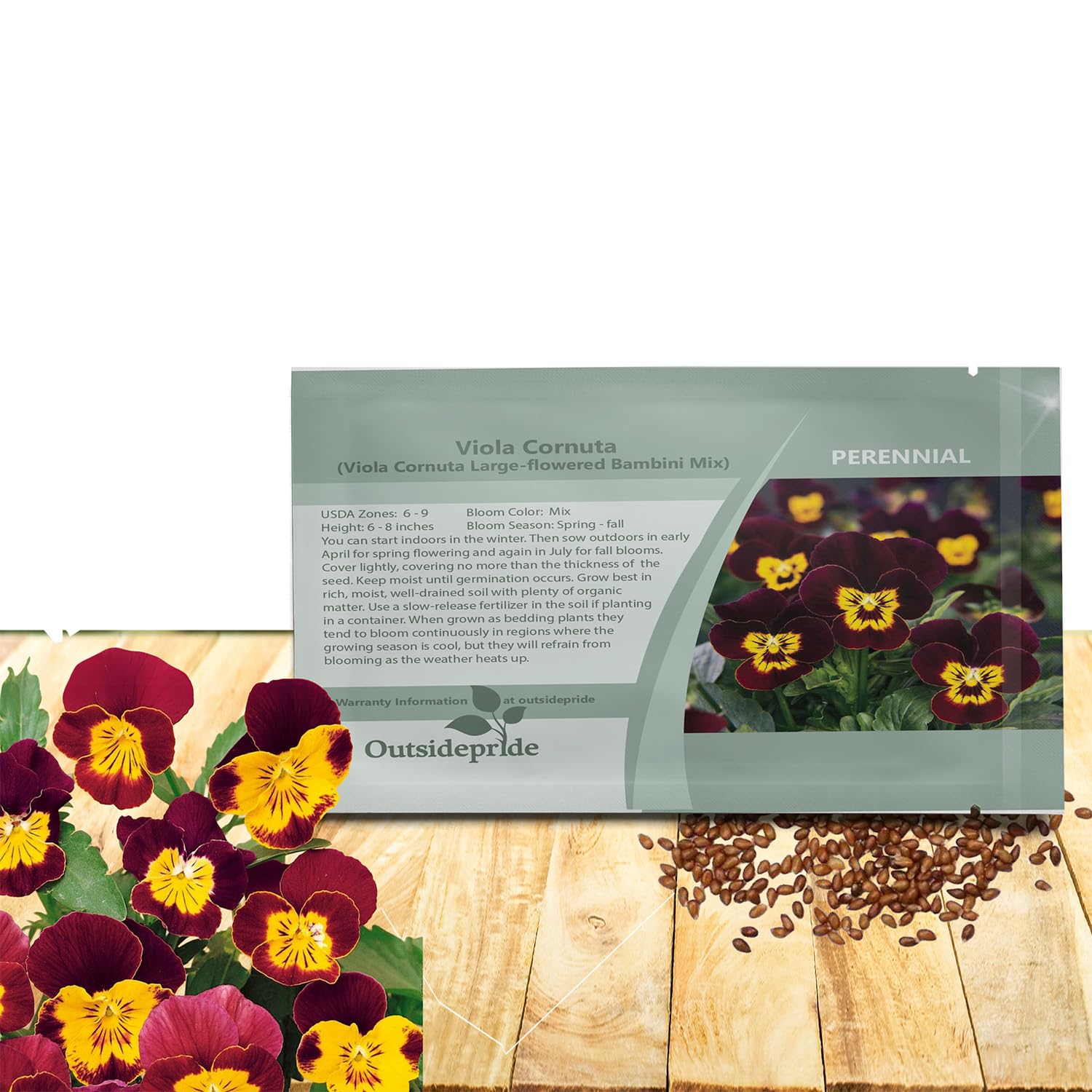 Outsidepride Bambini Mix Viola Pansy Seeds for Planting - 1000 Pcs. Perennial, Cold-Hardy & Pollinator Friendly Flowers with Fragrant Blooms for Garden Beds, Borders & Container Displays