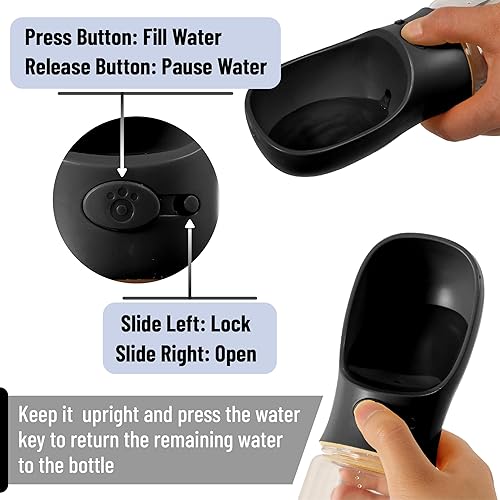 Miniatura 2 de Mr. Pen - Botella de agua para perros, 19 onzas, grande, negra, dispensador portátil de botella de agua para perros, no apto para lavavajillas