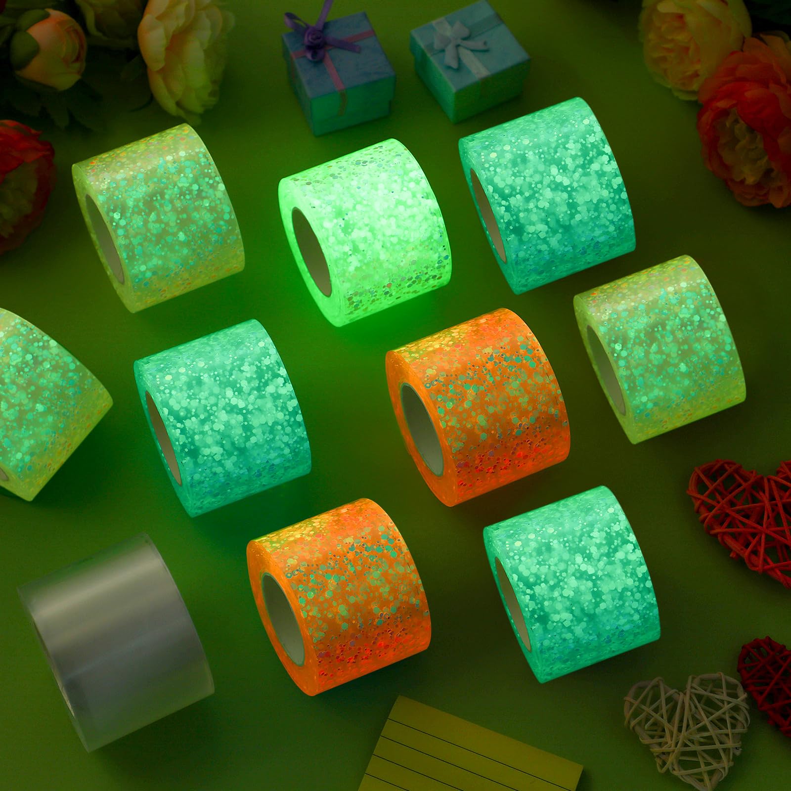 HyDren Kit di 5 nanocristalli con nastro adesivo fosforescente, non richiede riscaldamento, adatto per principianti e bambini, colla colorata a doppia faccia per fare bolle