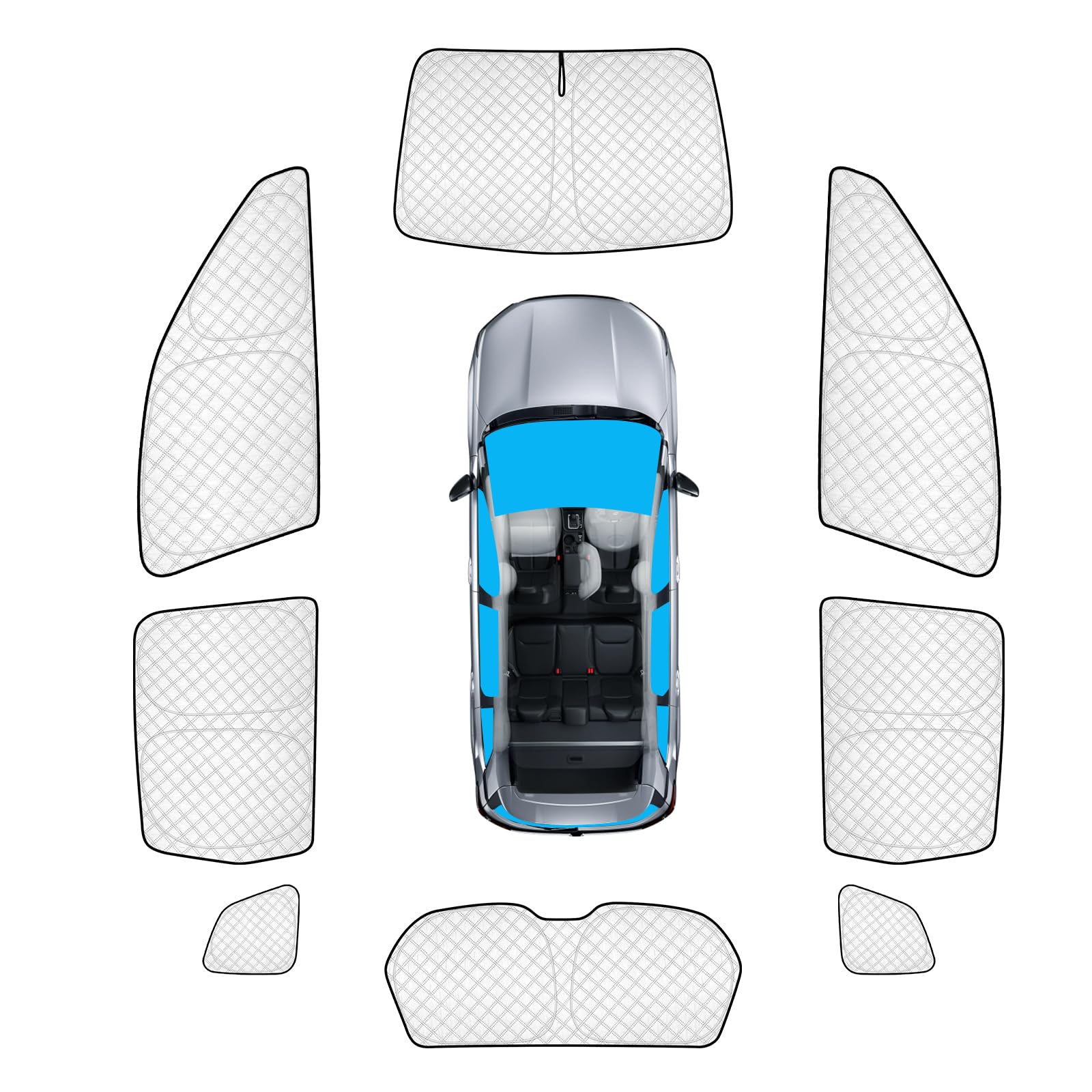 KMF 8pcs Sun Shades for Subaru Forester 2014-2018 Accessories,Thicken Full Car Window Covers for Windshield Side Rear, UV Block Privacy and Blackout for Camping Outdoor Custom Fit