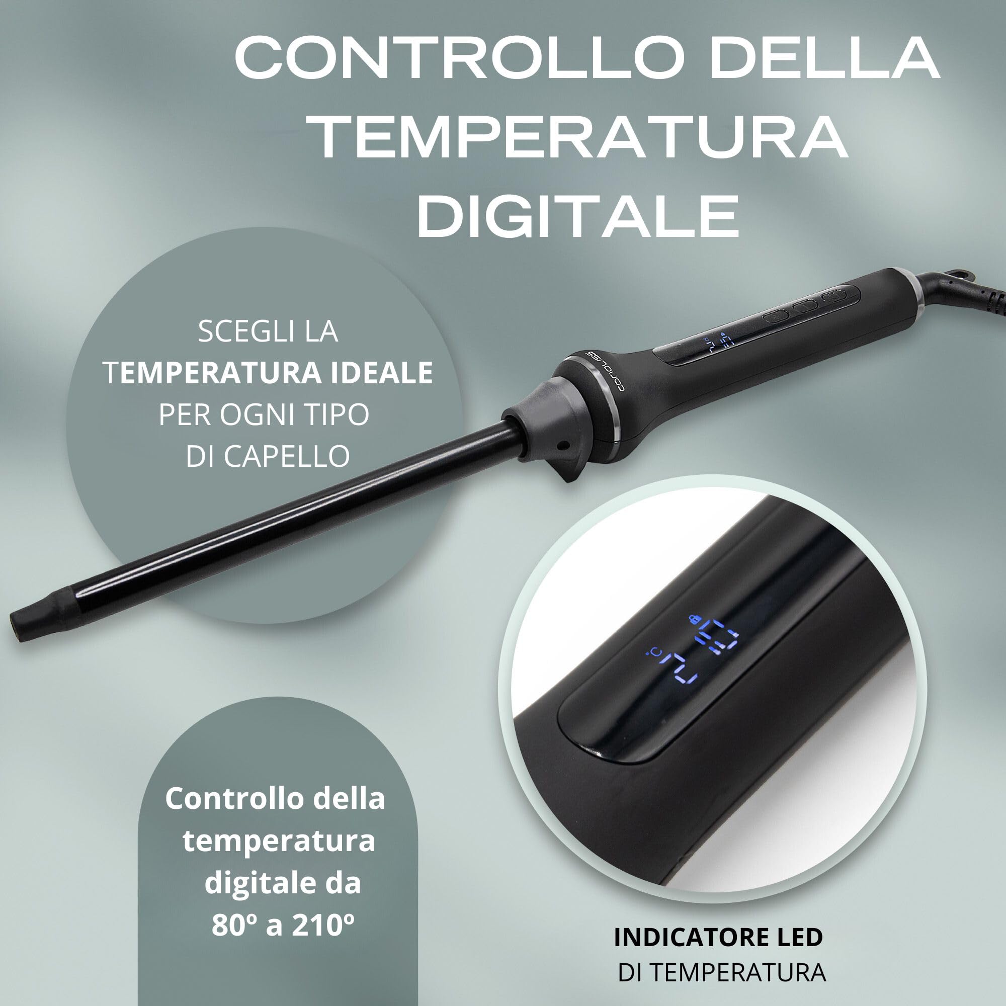 Corioliss Style Stick Arricciatore digitale nero Soft Touch