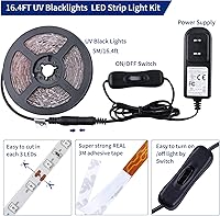 Vista 6 de Tira de luces negras de 20 pies, 360 LED, tira de luces LED, luces de cinta, accesorios de luz negra morada flexible de 12 V, cinta LED