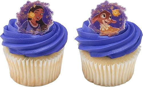 Miniatura 3 de DecoPac Disney's Wish Better Together - Anillos para cupcakes con Asha y Valentino, adornos para pasteles seguros para alimentos para cumpleaños y